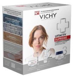 Набор, Vichy (Виши) 50 мл + 15 мл + 3 мл Лифтактив супрем крем дневной для нормальной кожи + крем ночной + флюид Капитал Солей