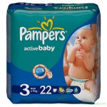 Подгузники, Pampers (Памперс) 4-9 кг р. 3 №22 актив беби миди